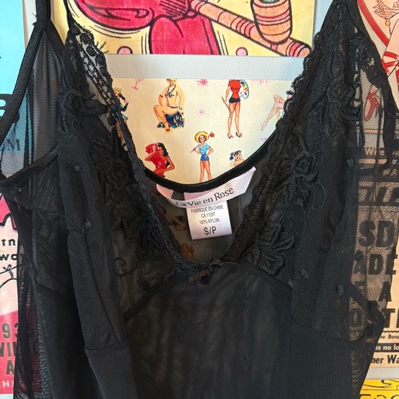 Y2K Elegant Black floral bow Lace Slip Dress - Picture 3 of 10